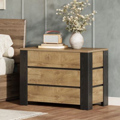 Oversized Nightstand, 36" Wide Night Stand with 3 Drawers, Extra Large Nightstand Bedside Table