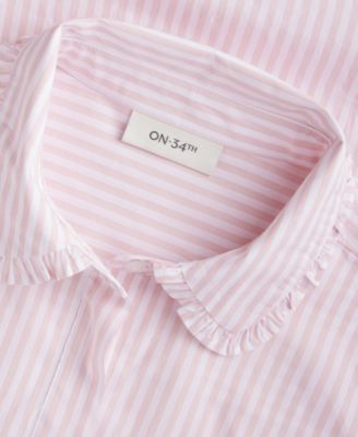 Women's Ruffle Trim Button-Down Shirt