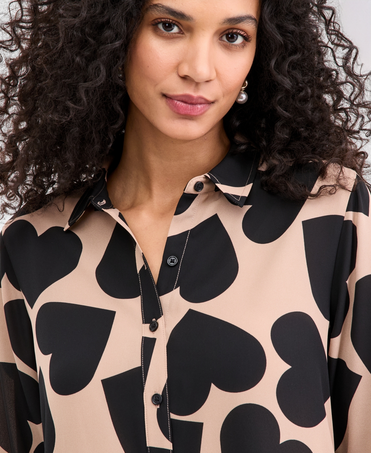 On 34th Women's Woven Heart Button-Down Top, Macy's Exclusive