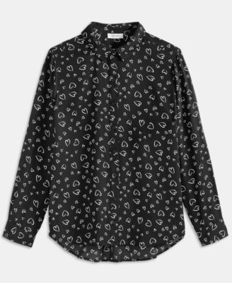 Women's Woven Open-Heart Button-Down Shirt, Macy's Exclusive