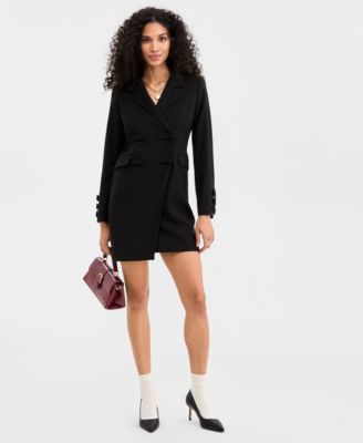 On 34th - Women's Woven Tuxedo Bow Mini Dress