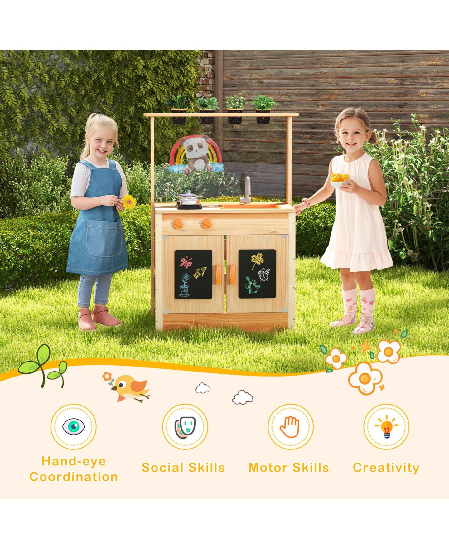 Детская игрушка SUGIFT Mud Kitchen Fir Wood Play Kitchen, Ages 3+, цвет: Натуральный — фото 8
