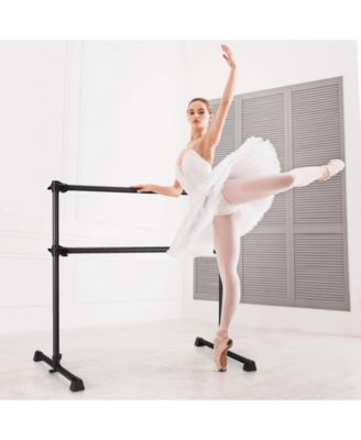 4 Feet Double Ballet Barre Bar With Adjustable Height-Black.