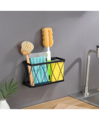 3 Pack Adhesive Cabinet Organizer - Wall Mounted Pantry Door Organizer Bin Holder for Tupperware Lid Kitchen Wall Under Sink Basket Slim Space Black