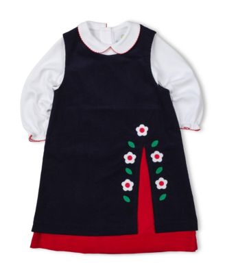 Baby Girls Corduroy Jumper With Flowers