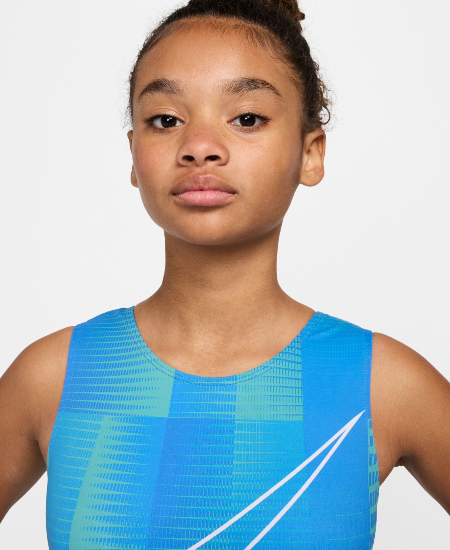 Детский гимнастический купальник Nike Gymnastics Repeat Print для девочек 7-16 лет, цвет: Бирюзовый — фото 3