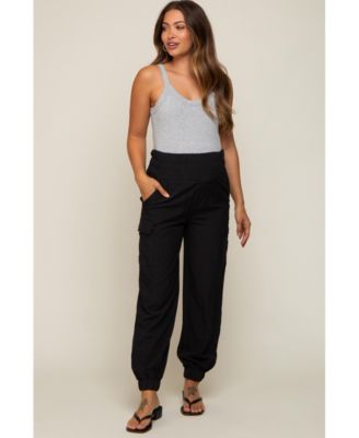 Maternity Black Cargo Pocket Joggers