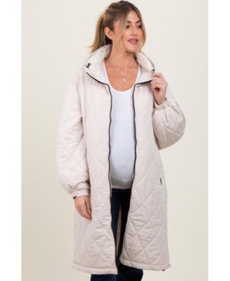 Maternity Olive Quilted Long Puffer Jacket