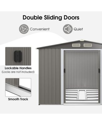 8'x6' Outdoor Storage Shed Galvanized Steel Tool House Organizer for Garden Yard