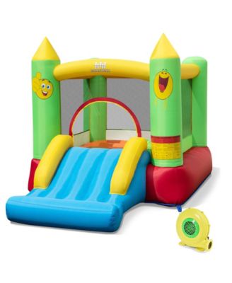 Playhouse & Playsets Inflatable Bounce House Kids Blow-up Bouncer with Slide with 480W Blower