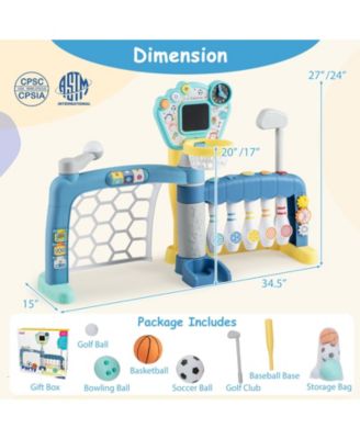 / 5-in-1 design, adjustable basketball hoop, suitable for 18+ months boys and girls / Toddler Sports Toy