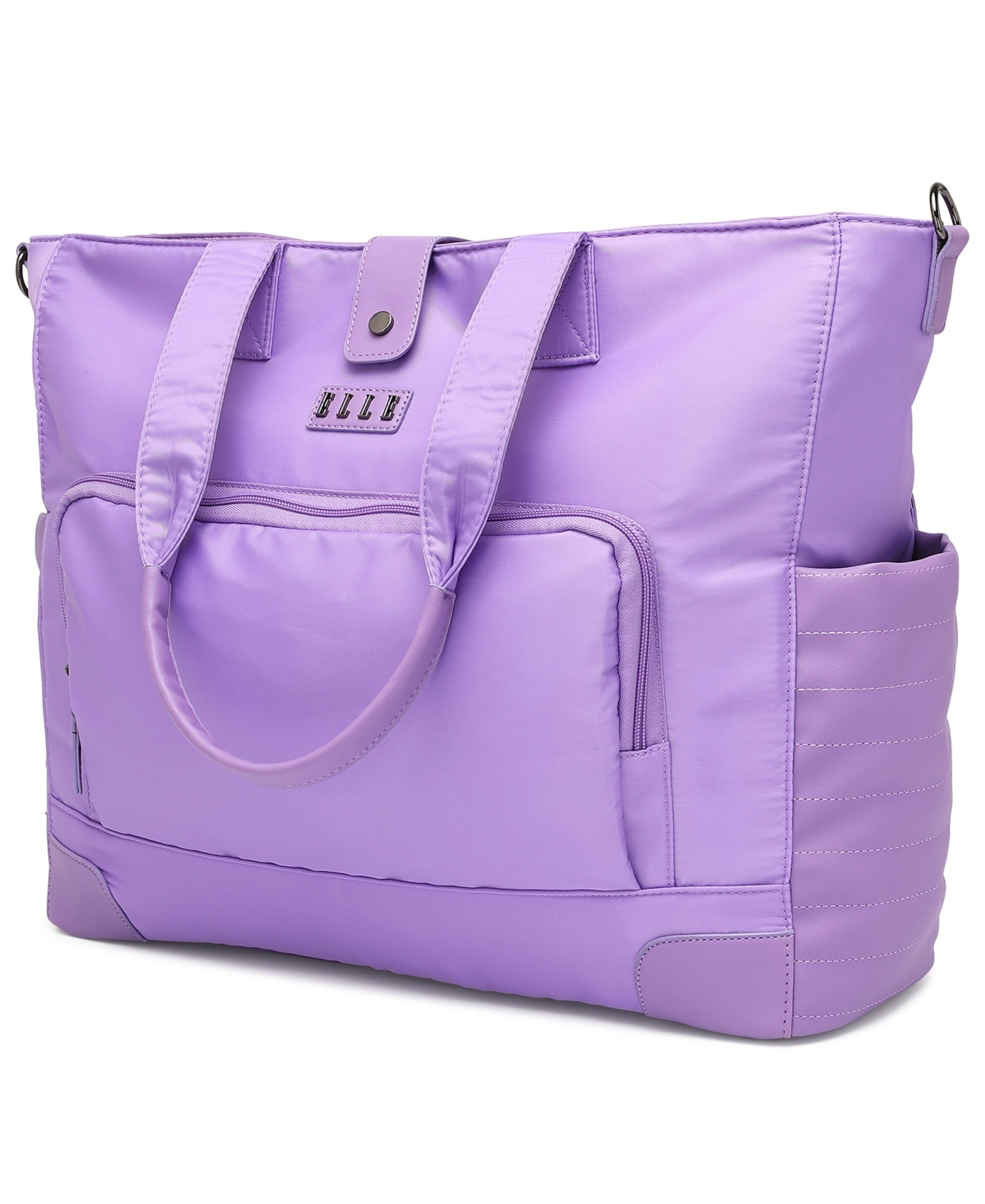Elle Voyage 14.5" Twill And Faux Leather Weekender Tote Bag In Purple