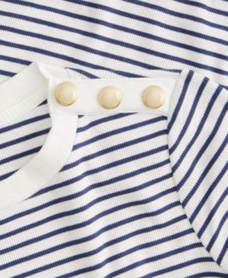 Women's Knit Long-Sleeve Button-Shoulder Top