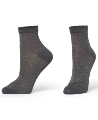 Women's 2-Pack Metallic Opaque Anklet Socks
