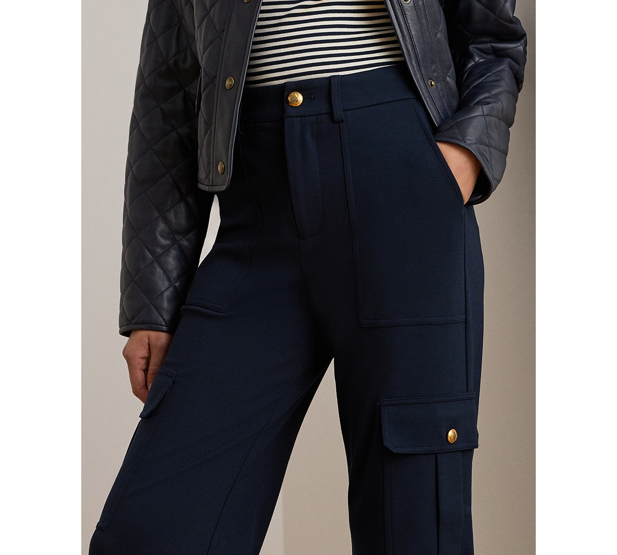 Ralph Lauren Petite Full Length Cargo Pants In Blue