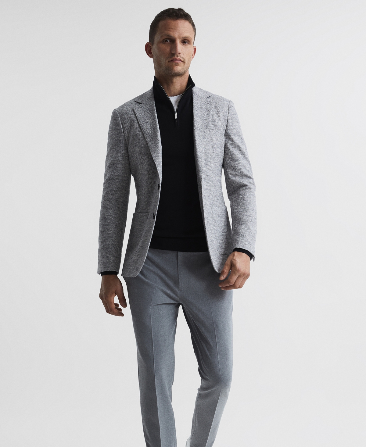 Reiss Men's Merino Wool Half-Zip Funnel Neck Sweater