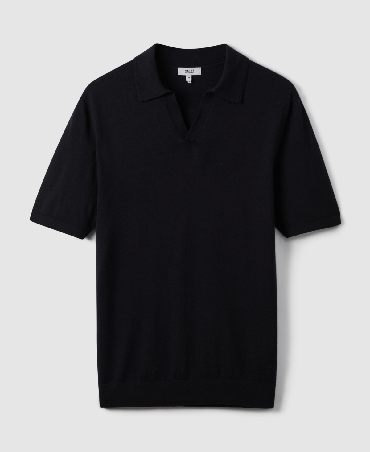 Reiss Men's Merino Wool Open Collar Polo Shirt