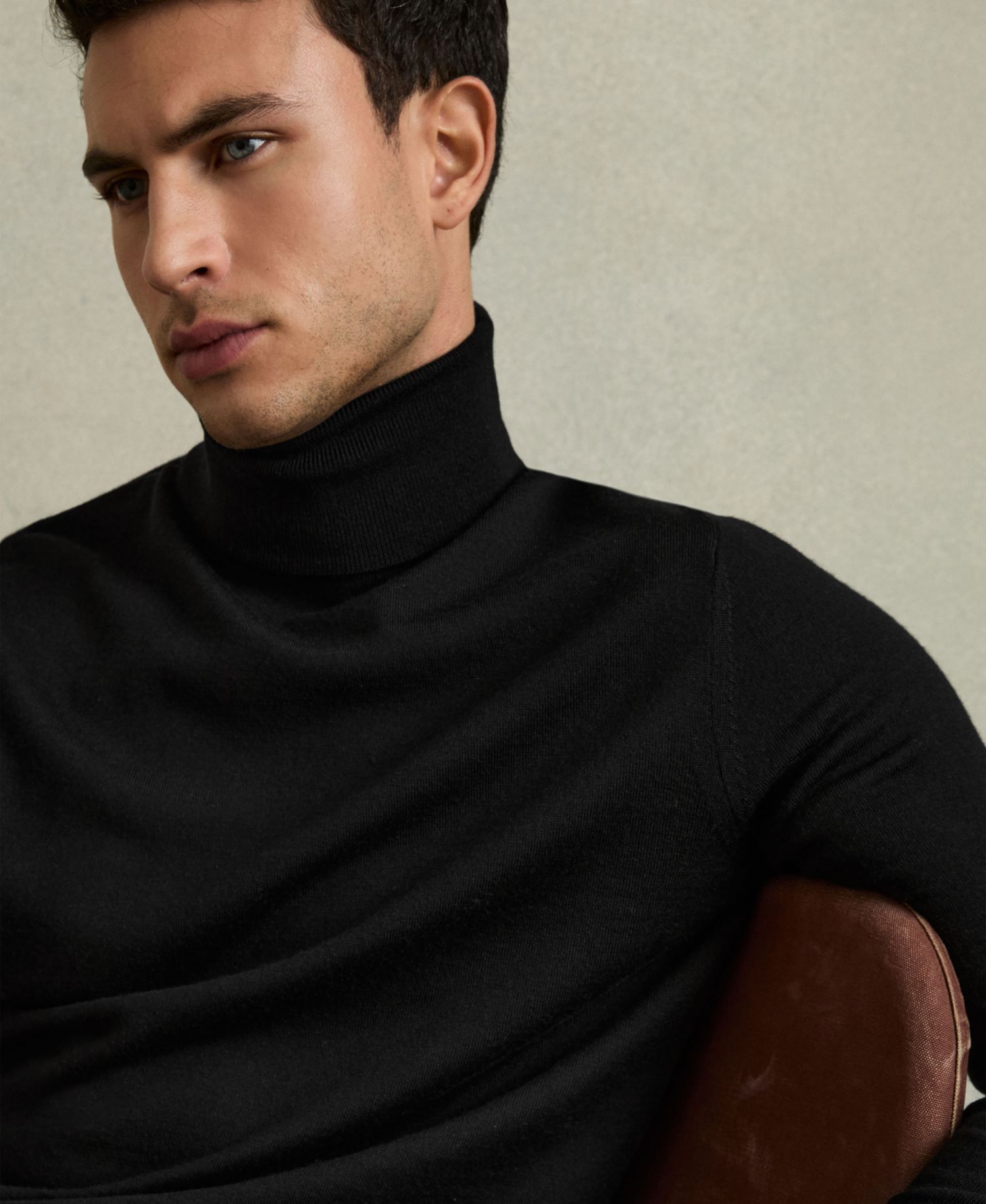 Men's Caine Slim Fit Merino Wool Roll Neck Sweater