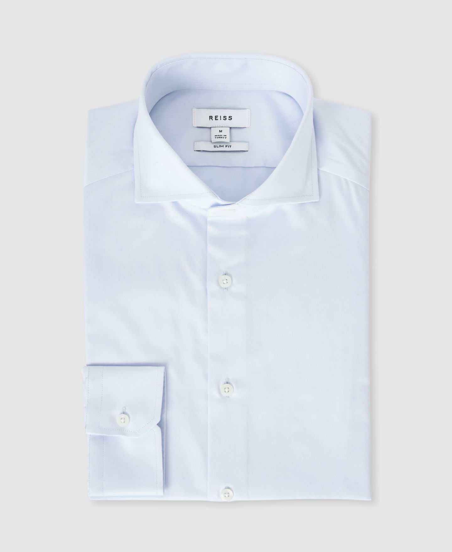 Мужская рубашка REISS Storm Cotton-Twill Two-Fold Slim-Fit, цвет: Мягкий синий — фото 2