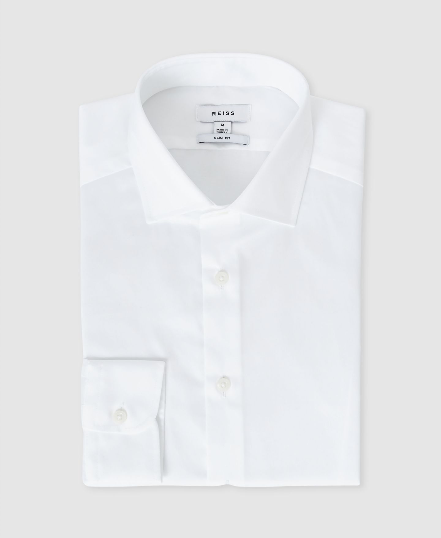 Мужская рубашка REISS Remote Slim-Fit Cotton-Satin Cutaway-Collar Dress Shirt, цвет: Белый — фото 2