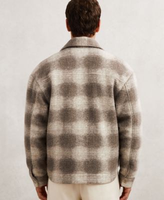 Men's Brushed Check Zip-Through Wool Overshirt