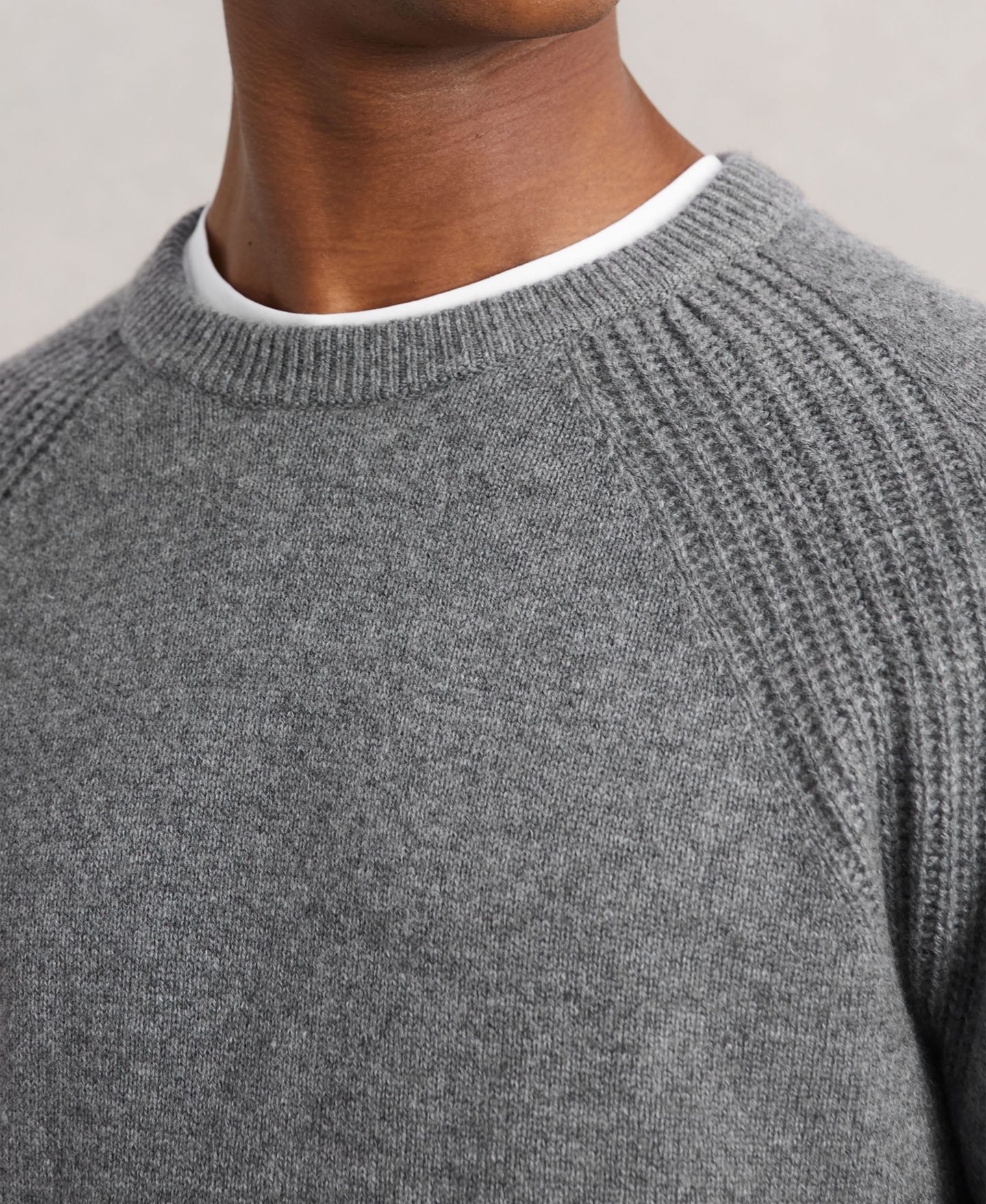 Мужской свитер REISS Foulton Wool-Cashmere Reverse-Seam, цвет: Серый меланжевый — фото 6