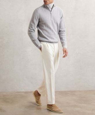 Men's Half-Zip Cable-Knit Wool Sweater