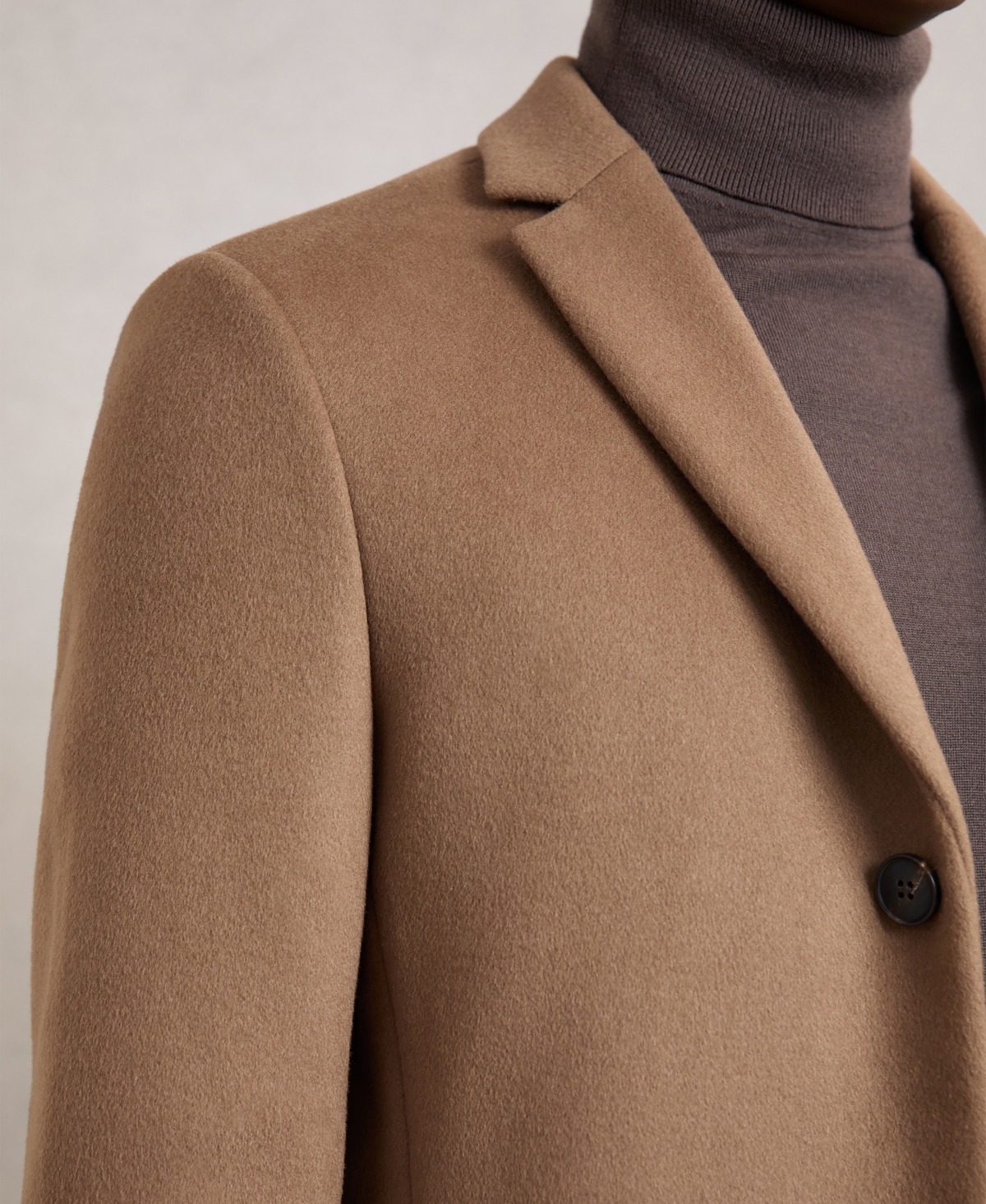 Reiss Camel Gable Wool Blend Single Breasted Epsom Overcoat In Multi
