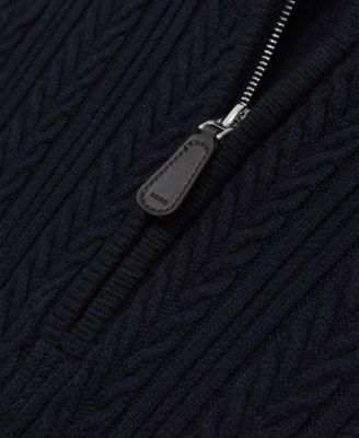 Men's Cable-Knit Half-Zip Wool Sweater