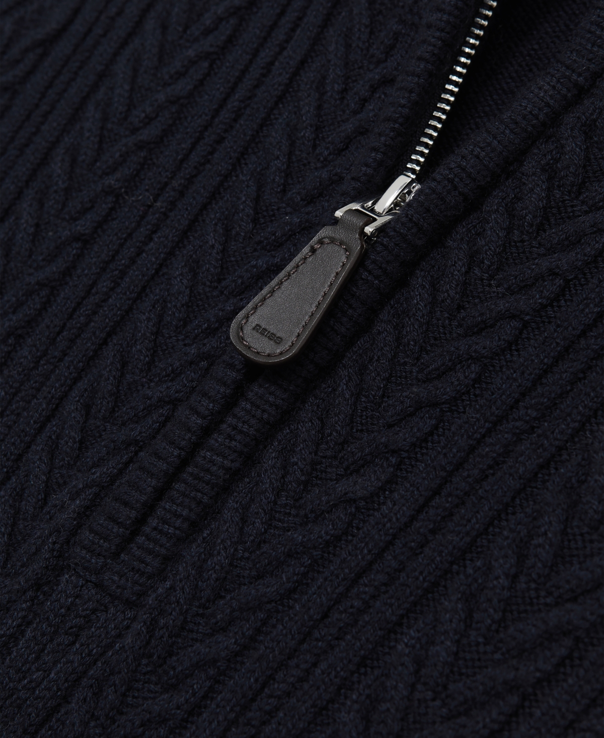 Reiss Men's Cable-Knit Half-Zip Wool with Sweater
