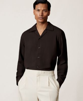 Men's Twill Piped Cuban-Collar Shirt