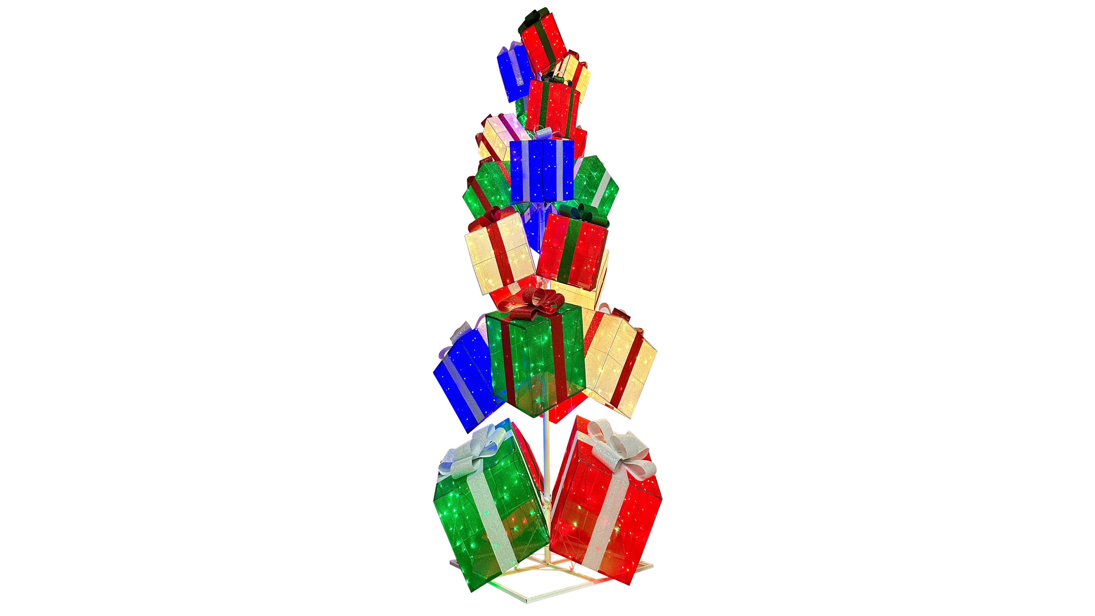 Puleo International 10.8' Pre-Lit Christmas Giftbox Tree Christmas Holiday Decor