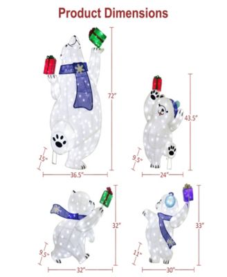 Pre-Lit Bear Family Christmas Holiday D&eacute;cor, Set of 4