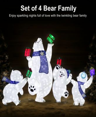 Pre-Lit Bear Family Christmas Holiday D&eacute;cor, Set of 4