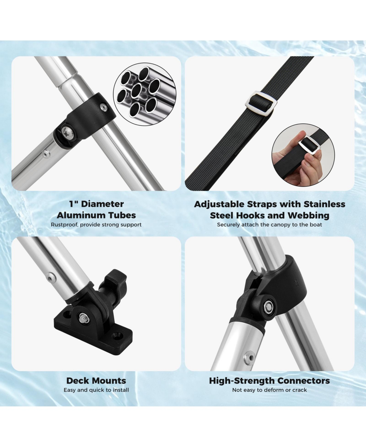 Skonyon 4-Bow Boat Bimini Top Sun Shade Boat Canopy With Storage Boot.