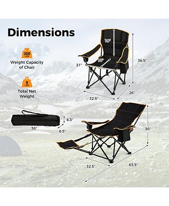 Folding Camping Chair With Footrest Camping Lounge Chair With Carry Bag.