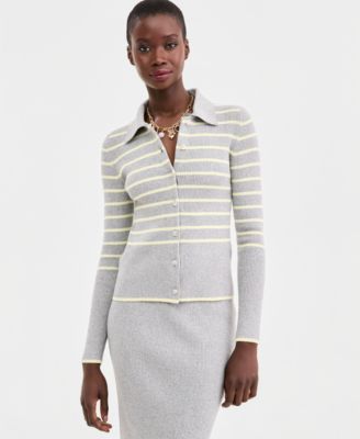 Women's Striped Collared Cardigan , Macy's Exclusive