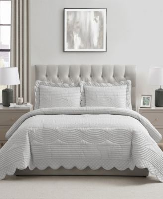 Scallop Microfiber 3-Pc. Quilt Set, King
