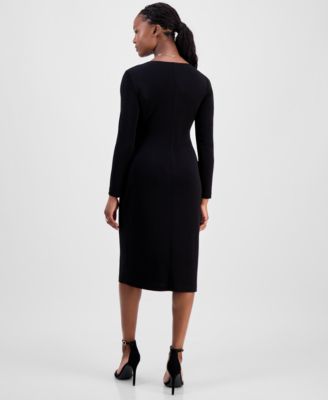 Petite Drape-Front Midi Dress