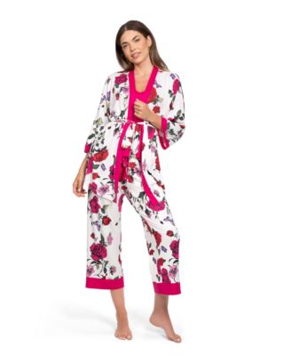 Women's 3-Pc. Velvet Trimmed Kiss Pajama Set