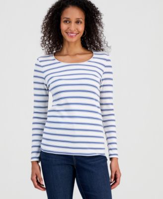 Women's Scoop-Neck Long-Sleeve Scoop-Neck Top, Macy's Exclusive