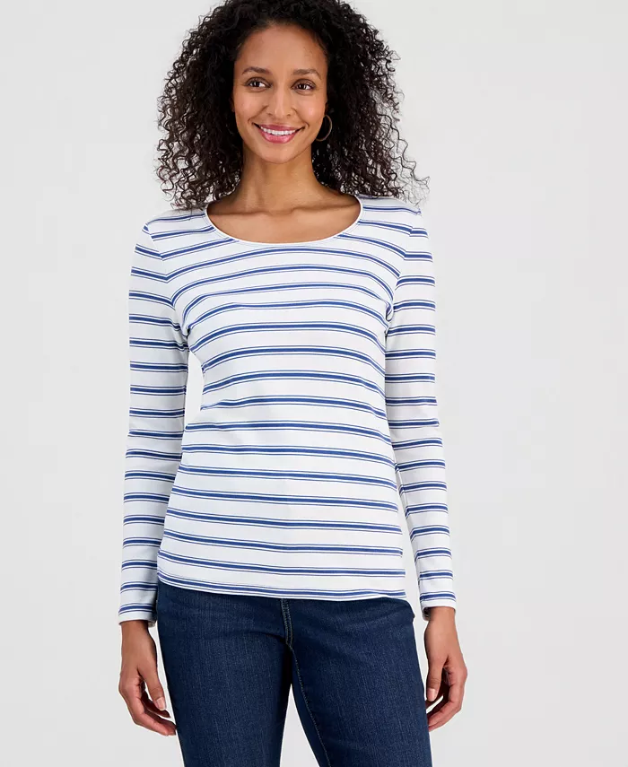 Women's Scoop-Neck Long-Sleeve Scoop-Neck Top, Macy's Exclusive
