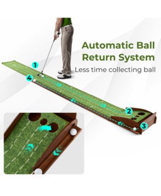 Golf Putting Mat Practice Training Aid with Auto Ball Return and 3 Hole Sizes