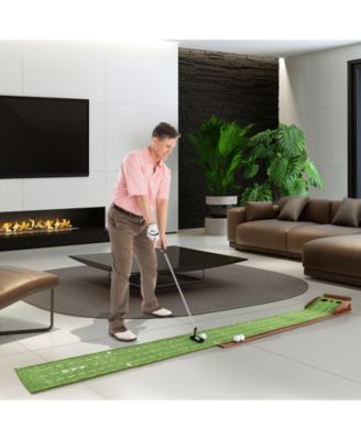 Golf Putting Mat Practice Training Aid with Auto Ball Return and 3 Hole Sizes