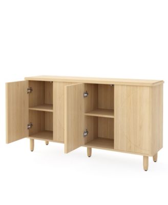60" Large MDF 4-Tier Shelves, Anti-Tip Device, Smooth Finish Buffet Cabinet Sideboard Table