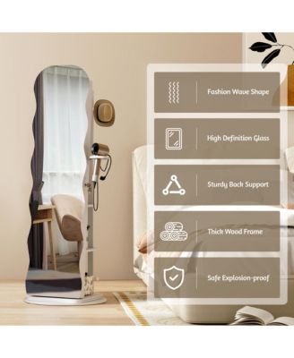 Lockable 360° Jewelry Armoire with Rotating Full Mirror