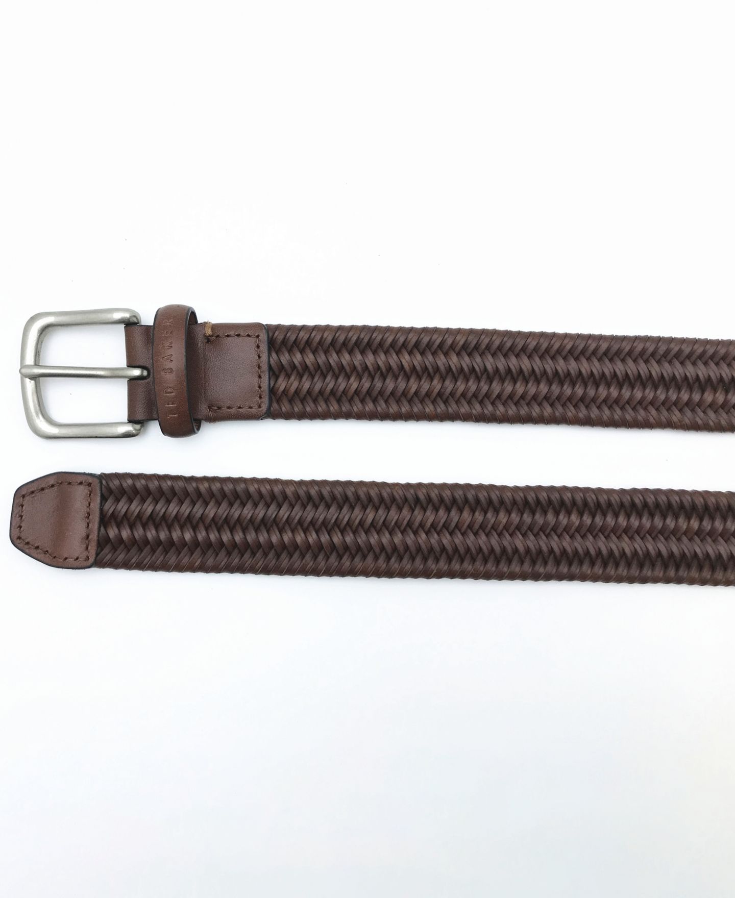 Мужской ремень Ted Baker Dress Braided Leather Belt, цвет: Коричневый — фото 2
