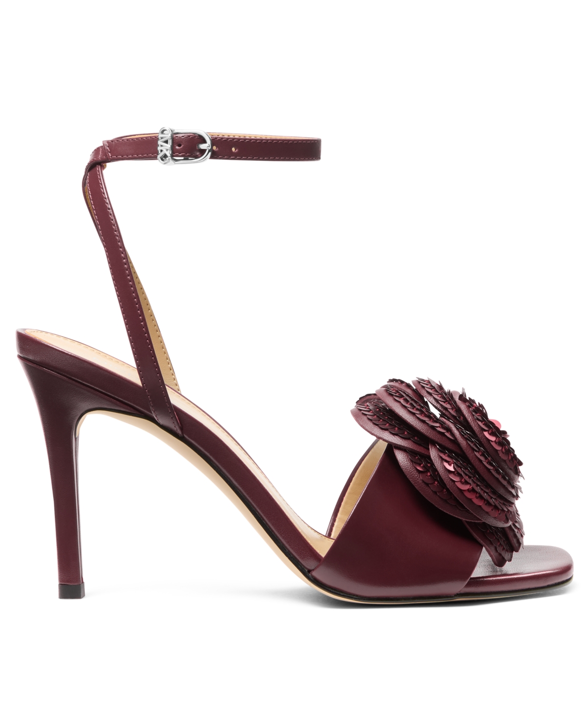 Michael Kors Michael  Women's Elodie Square Toe Sandals In Burgundy
