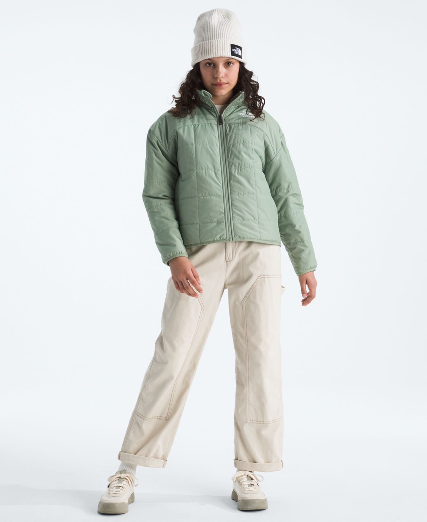 Куртка The North Face Reversible Shasta Full Zipper Jacket для девочек, цвет: Сланцевый мох — фото 1
