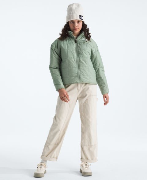 Куртка The North Face Reversible Shasta Full Zipper Jacket для девочек, цвет: Сланцевый мох